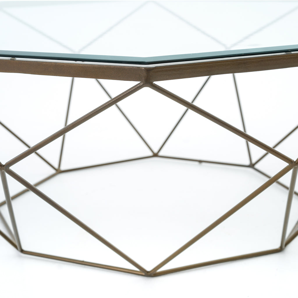 Geometric Coffee Table-Antique Brass