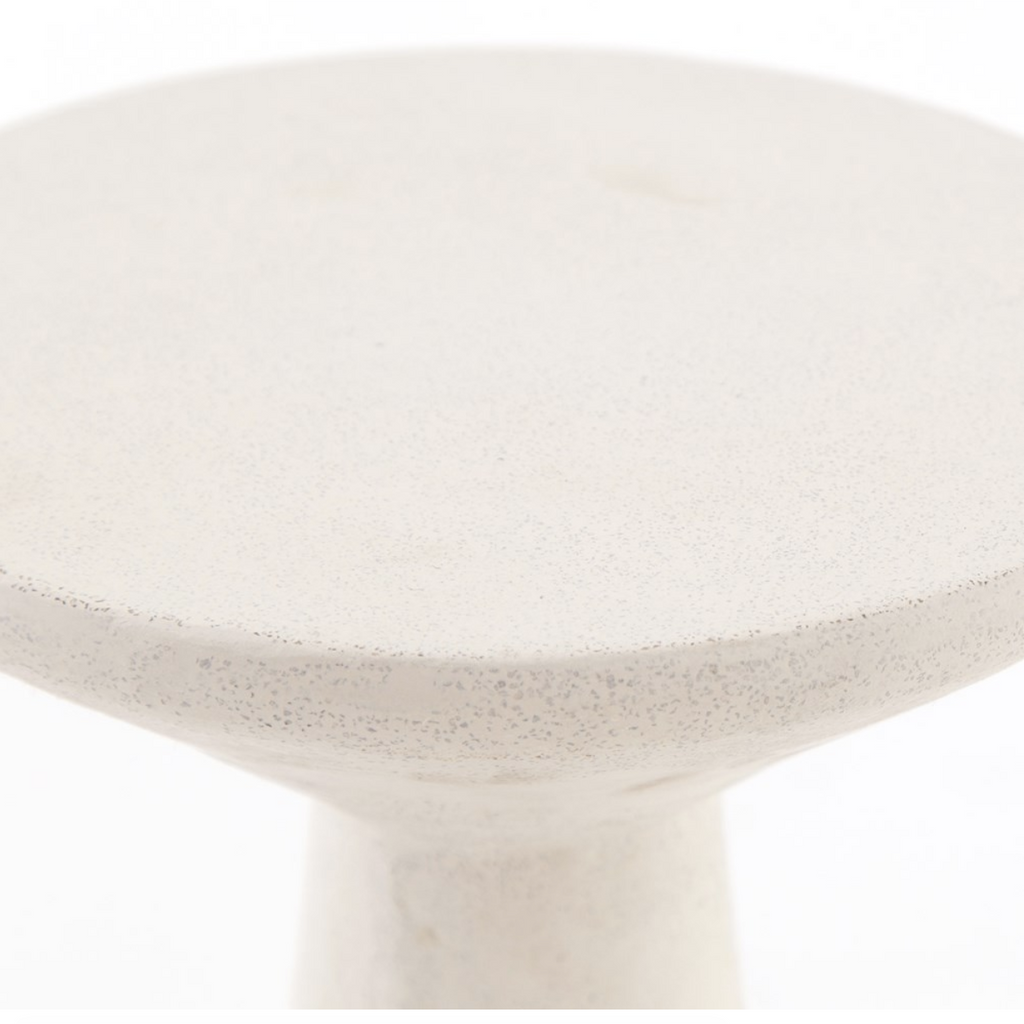 top of white concrete side table