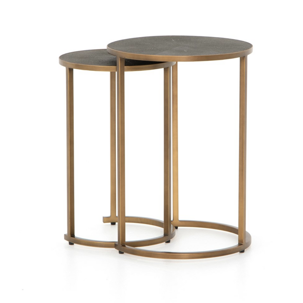 shagreen and gold accent tables