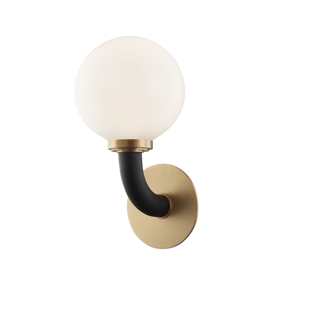 werner wall sconce in aged brass/ black