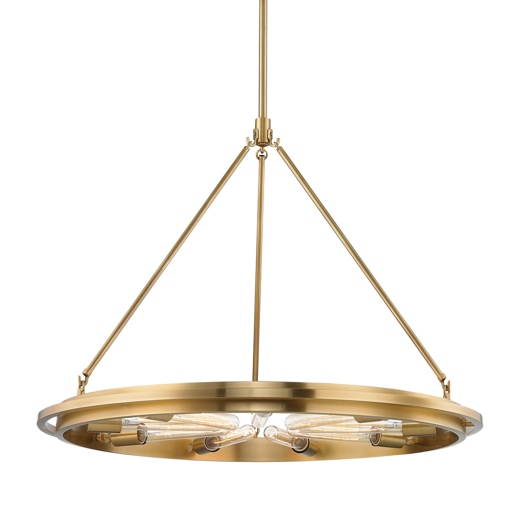 AGED BRASS CHAMBERS CHANDELIER