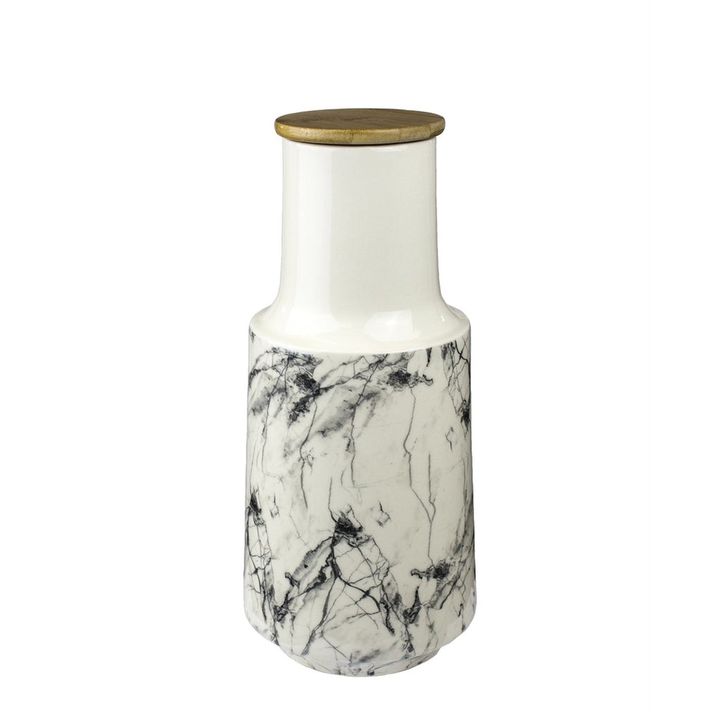 LARGE BLACK AND WHITE MARBLE CERAMIC VASE