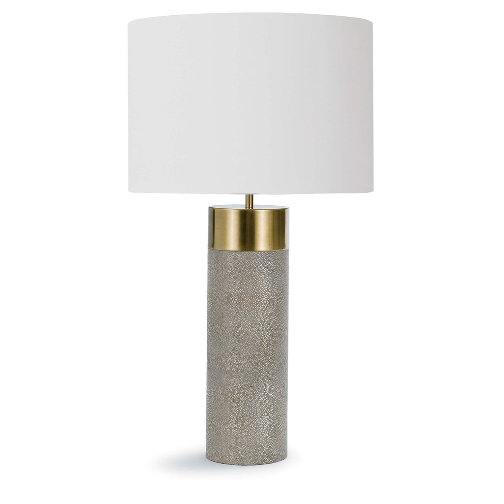HARLOW IVORY GREY SHAGREEN CYLINDER TABLE LAMP