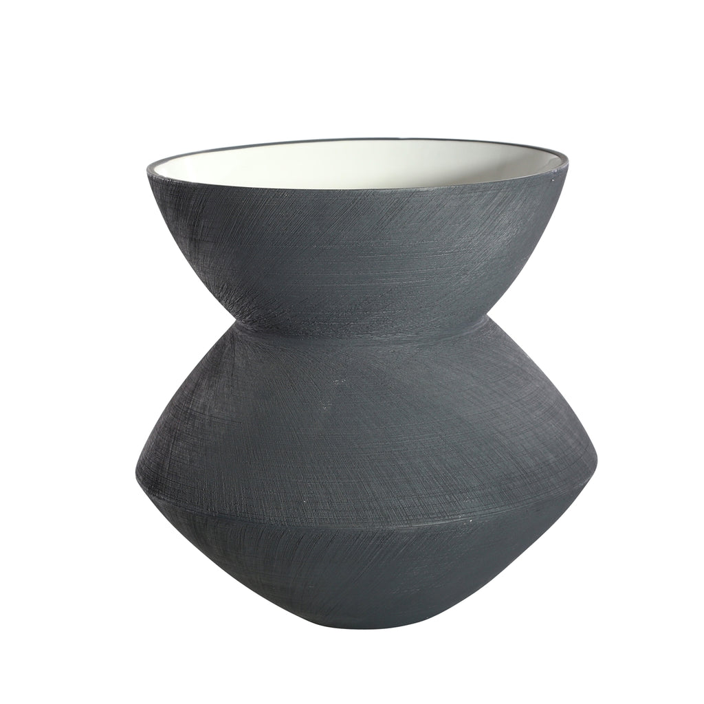 SMALL CHARCOAL ANGLED SCRATCH VASE