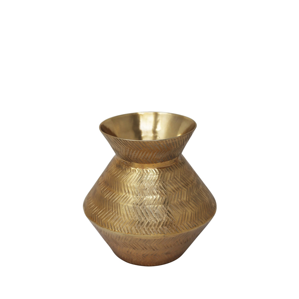 GOLD ETCHED ALUMINUM 8" VASE