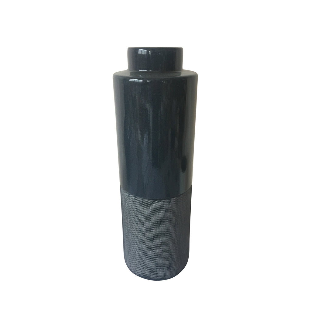 GRAY CERAMIC 20" VASE