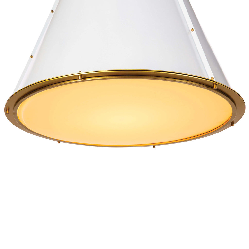 FRENCH MAID CHANDELIER LARGE (WHITE & NATURAL BRASS)