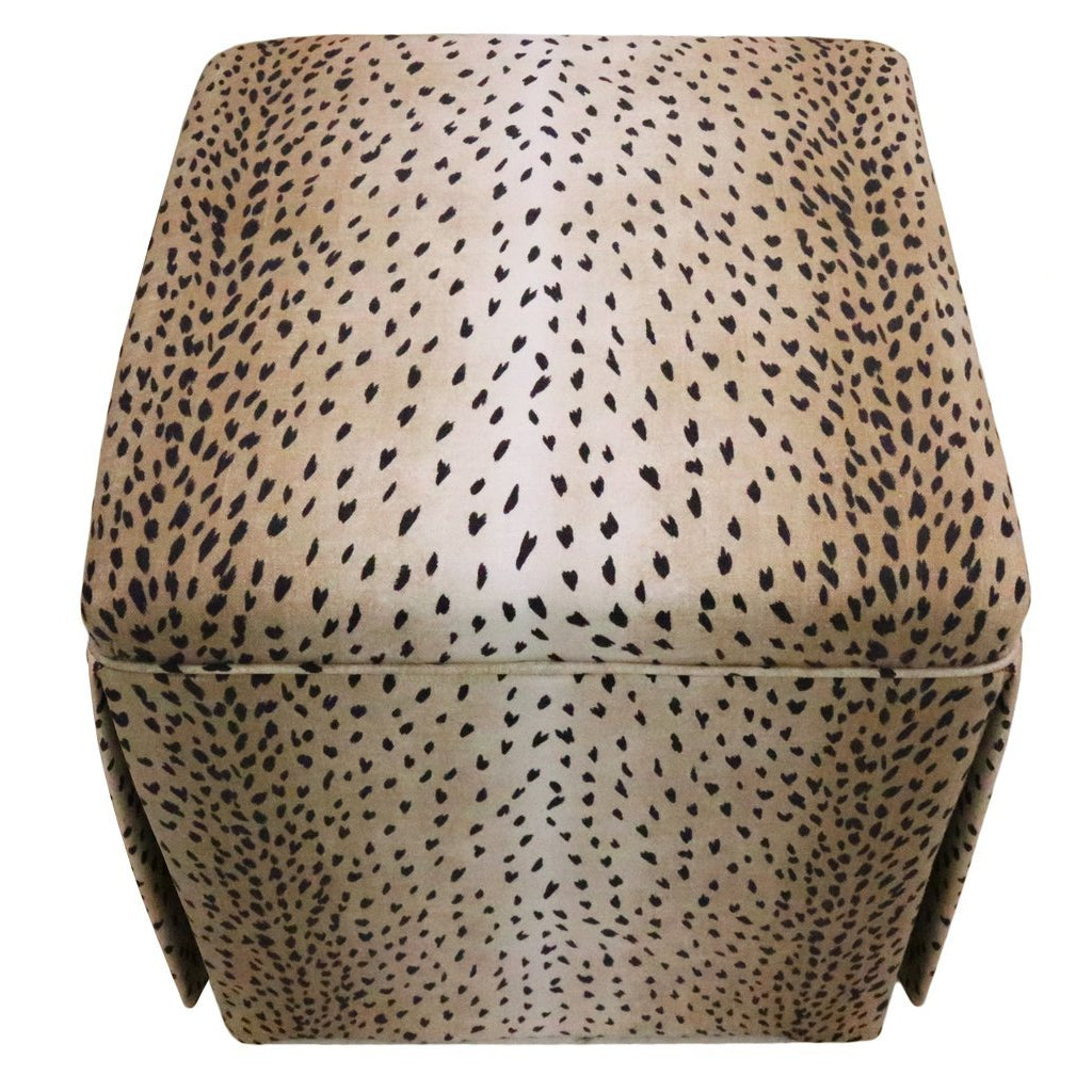 SKIRTED OTTOMAN LINEN IN EBONY ANTELOPE
