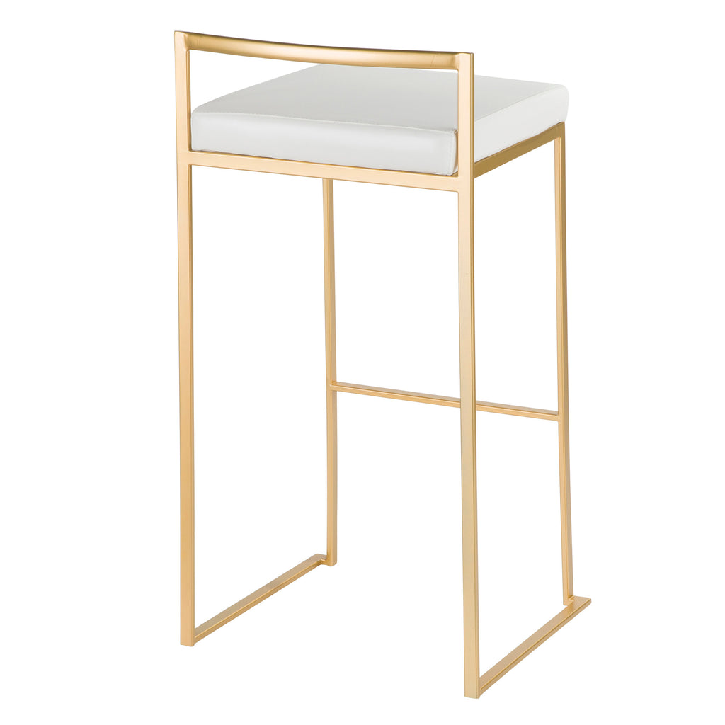 CONTEMPORARY GOLD & WHITE COUNTER STOOL - SET OF 2