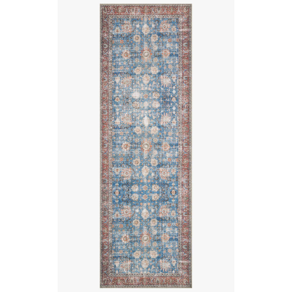 Loren Rug BLUE/ BRICK LOREN RUG