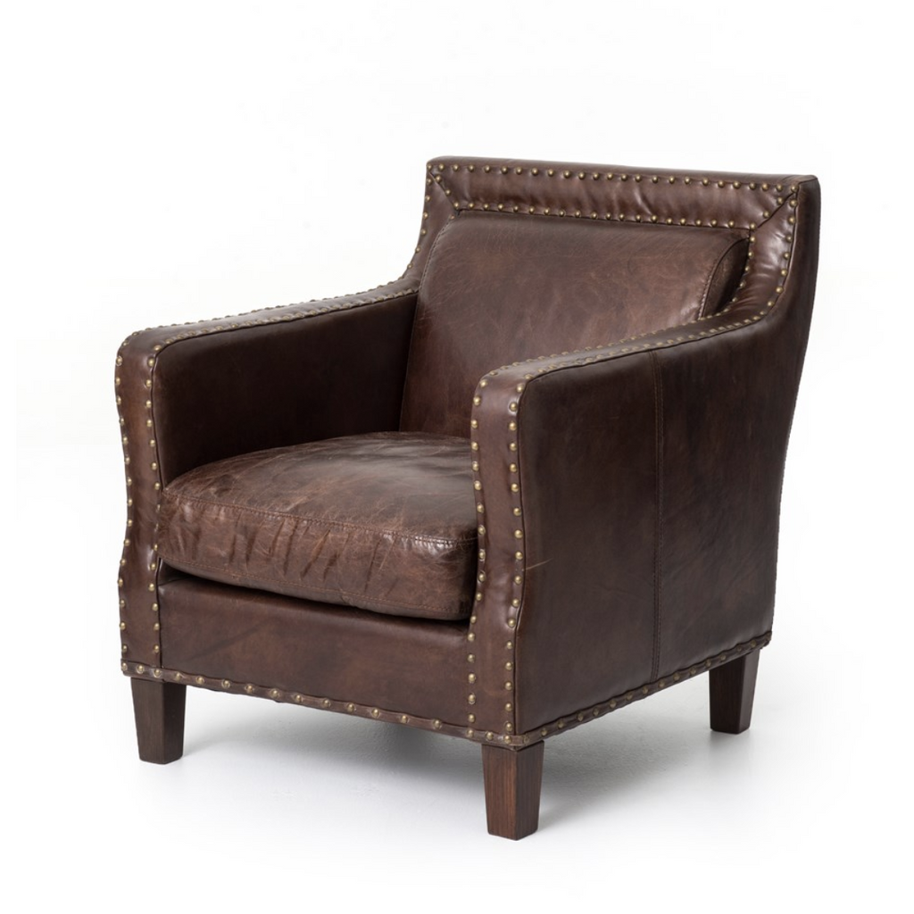 brown leather arm chair