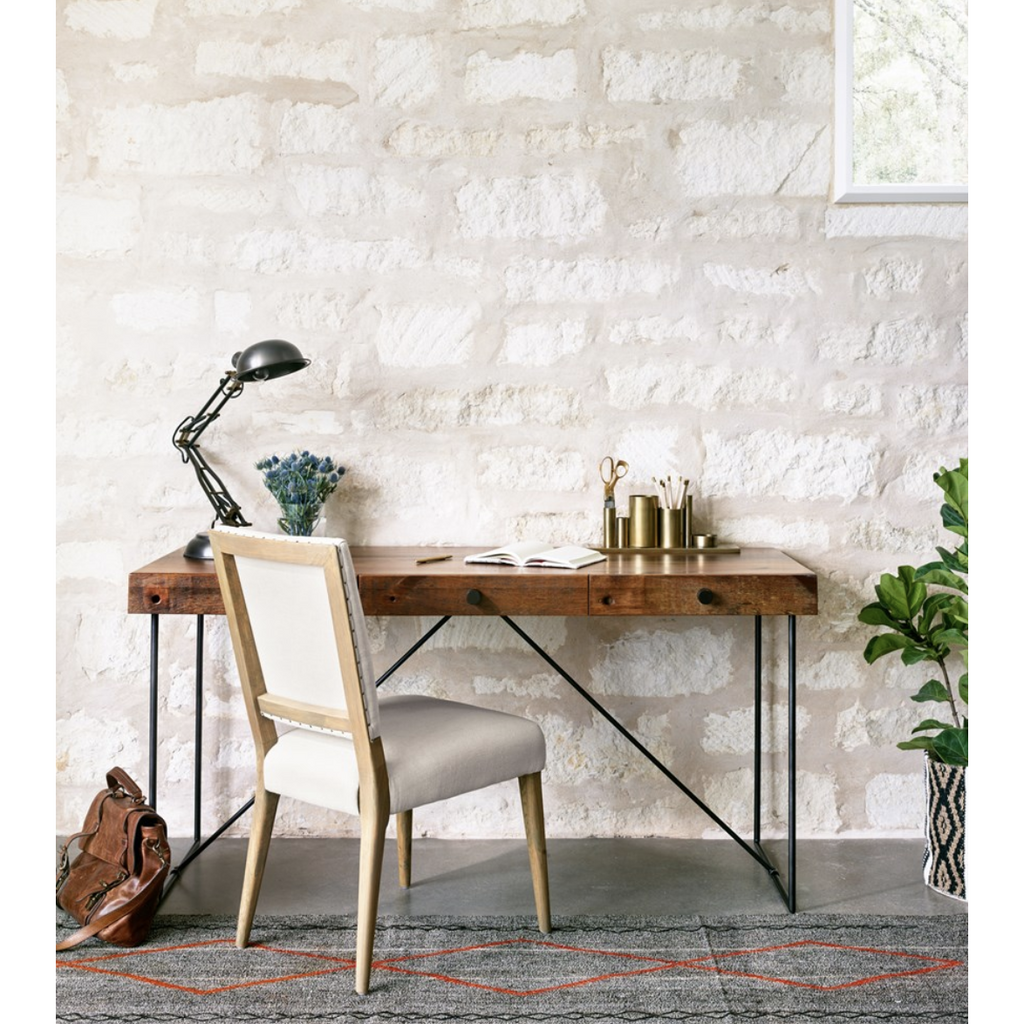 linen dining chair at desk