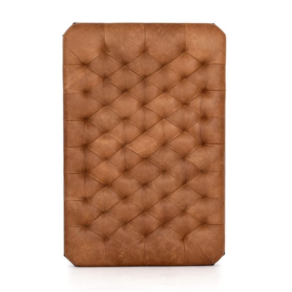 top of leather tufted ottoman