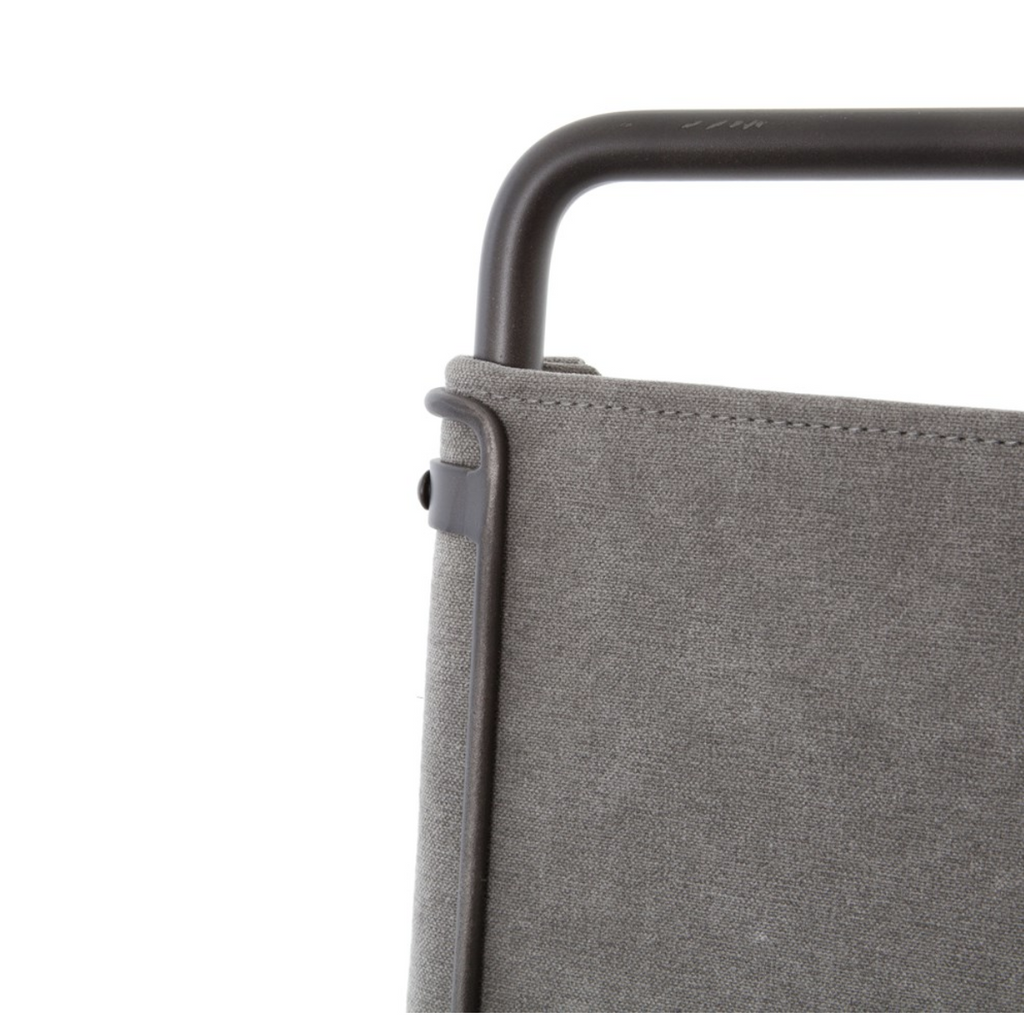 grey canvas bar stool close up of fabric