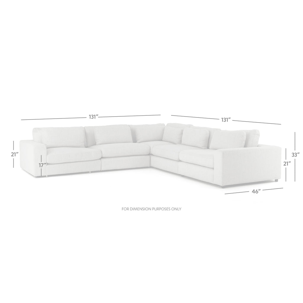 Bloor 5 Piece Sectional -Chess Pewter