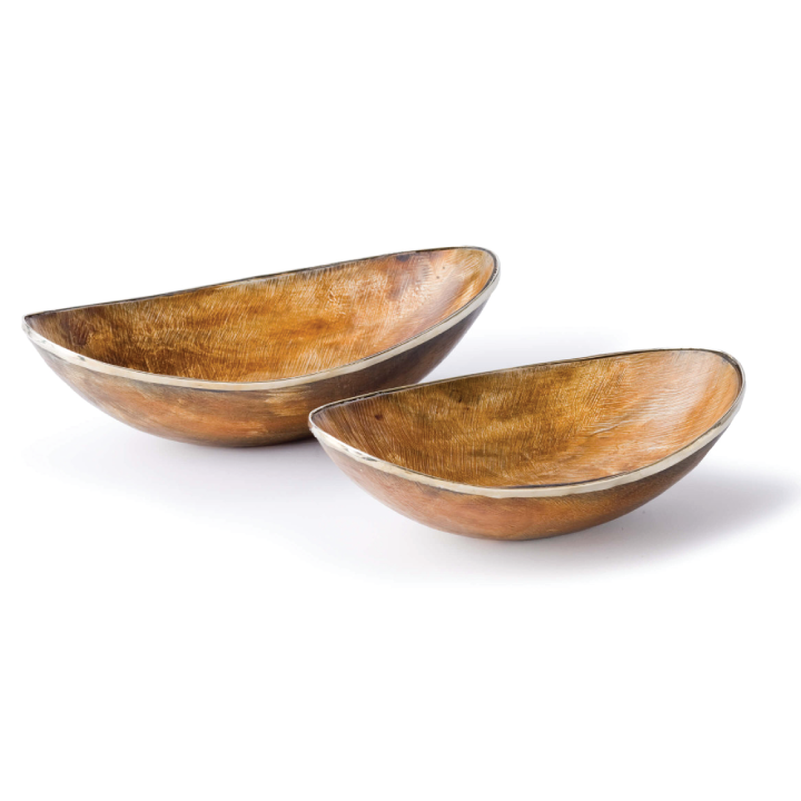 horn bowls with brass trim
