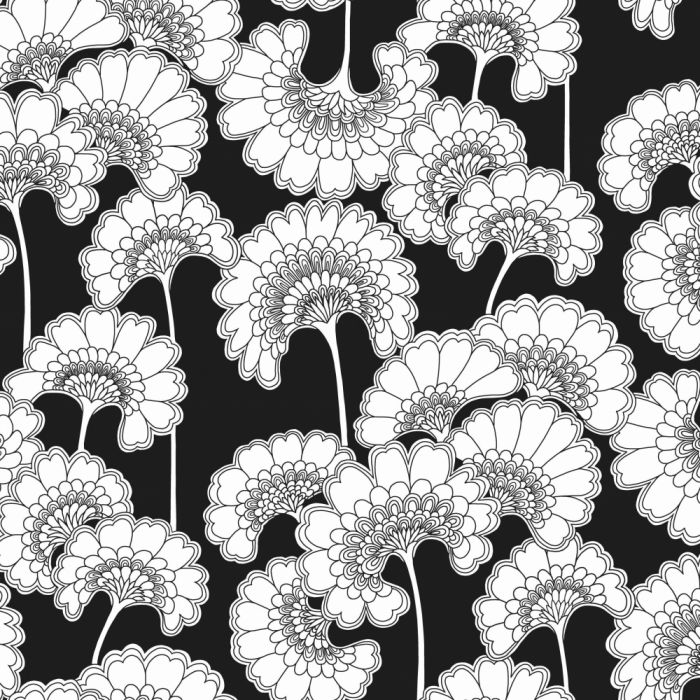 japanese floral wallpaper in black