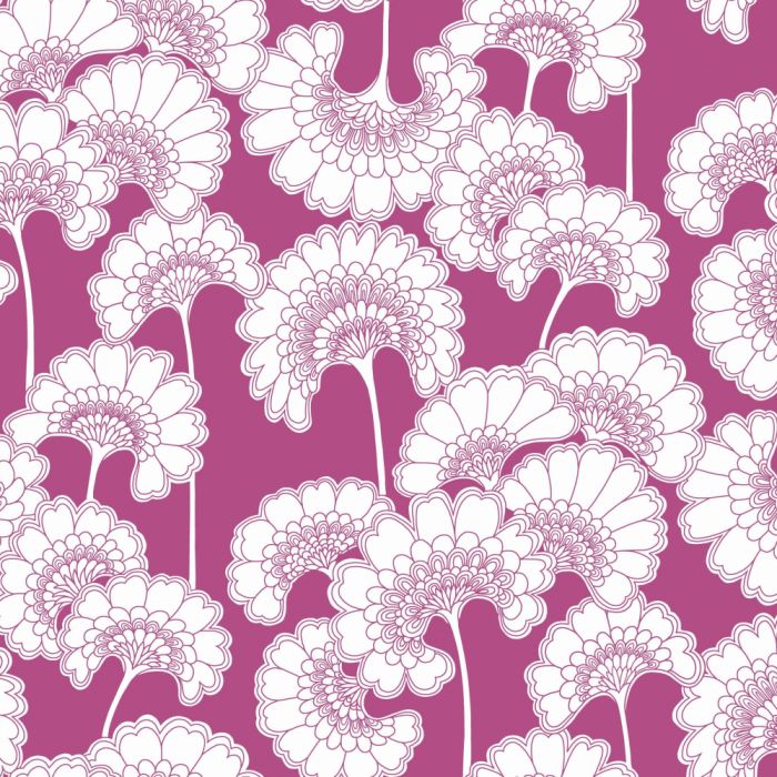 japanese floral wallpaper in raspberry