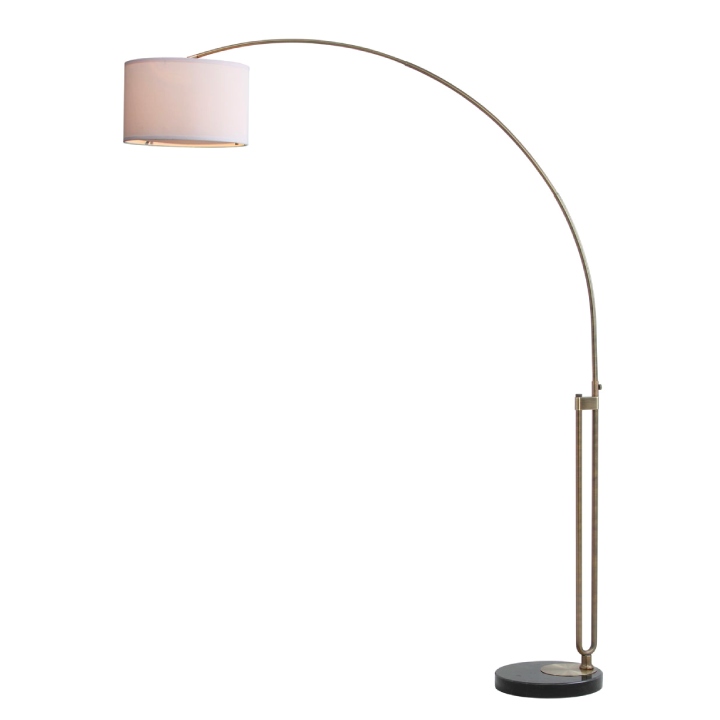 polaris arc floor lamp turned on