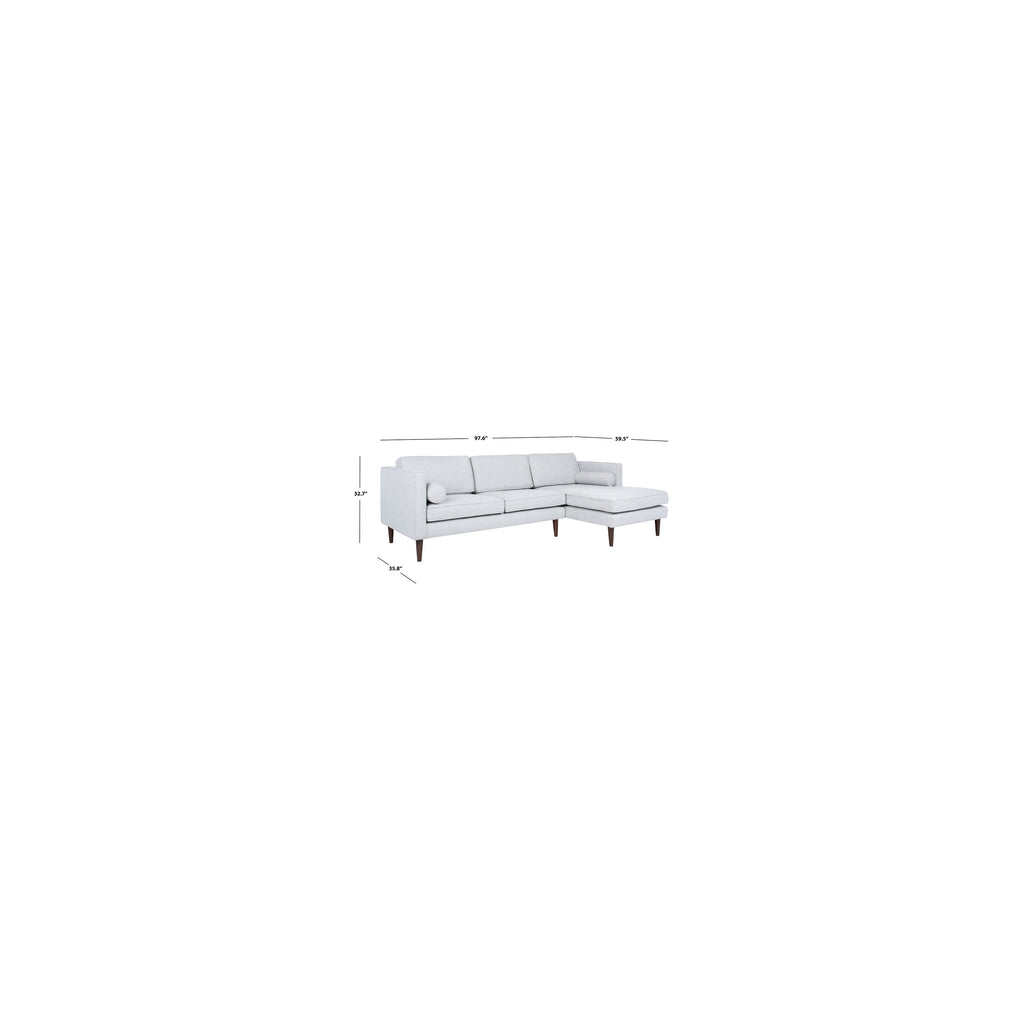 dimensions of light grey chaise sofa